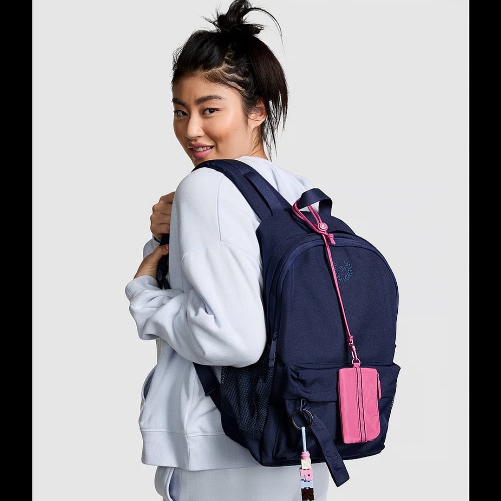 Victoria's Secret PINK Ivy Classic Canvas Backpack - Navy Blue